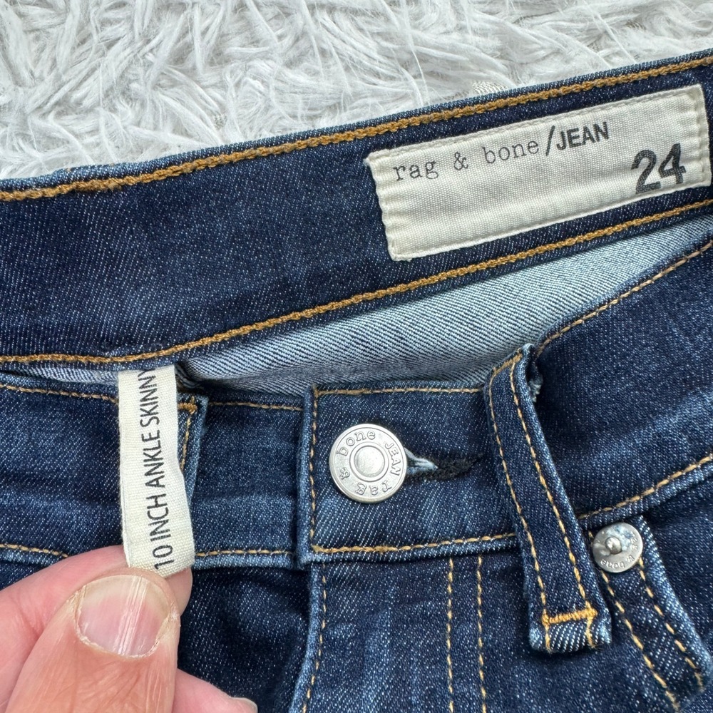 Rag & Bone Pants Womens 24 Blue 10 Inch Ankle Skinny 5 Pocket Casual Denim Jeans - Picture 3 of 13